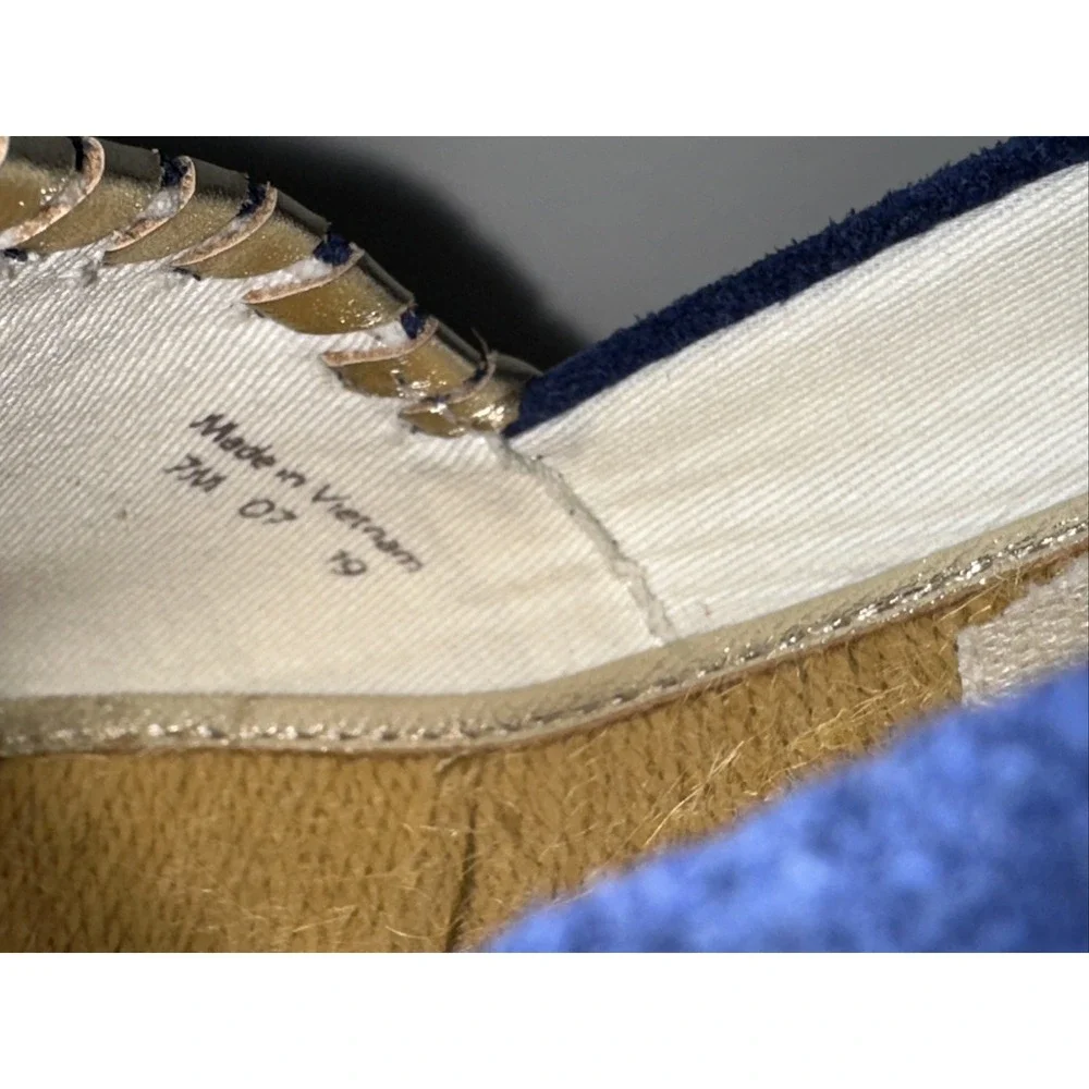 Mismatched Jack Rogers L6 R7 Espadrille Blue Suede Palmer Wedge Sandals Open Toe